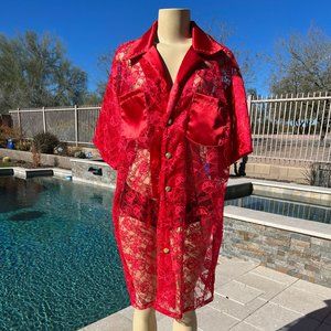 Red lace robe